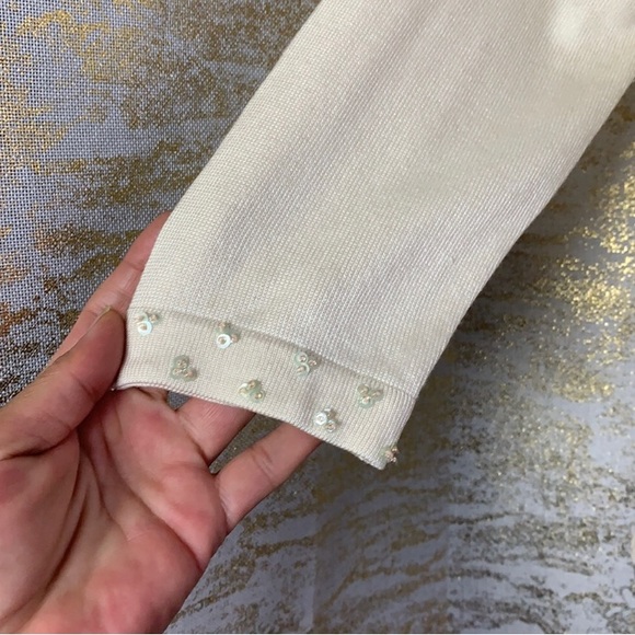 Easel cream floral sequinned cardigan with cream top size S - Picture 3 of 11